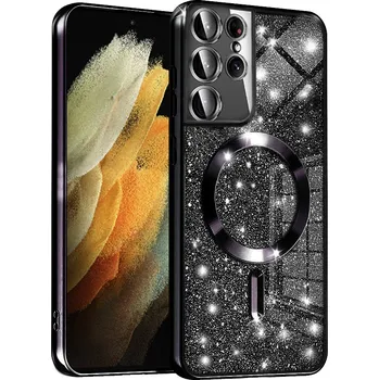 Pouzdro na mobilní telefon Techsuit Třpytivý MagSafe Samsung Galaxy S21 Ultra 5G Černý