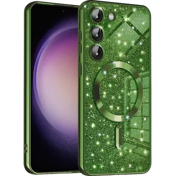 Pouzdro na mobilní telefon Techsuit Luxusní třpytky MagSafe Samsung Galaxy S23 Plus Tmavě zelený