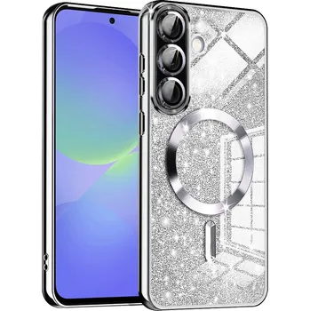 Pouzdro na mobilní telefon Techsuit Luxury Glitter MagSafe pro Samsung Galaxy A36 5G A56 5G stříbrná