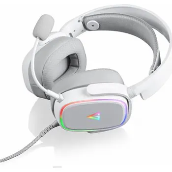 Sluchátka Modecom VOLCANO MC-899 PROMETHEUS, herní sluchátka s mikrofonem, 2,2m kabel, USB, LED podsvícení, bílá