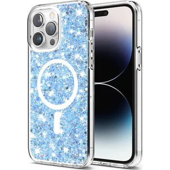 Pouzdro na mobilní telefon Techsuit Třpytivý MagSafe iPhone 14 Pro Max Modrý