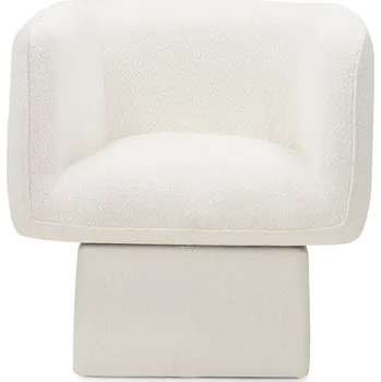 Křeslo Designové otočné křeslo One bouclé bílé