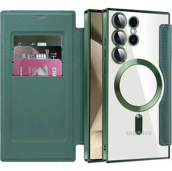 Pouzdro na mobilní telefon Pouzdro na knihu Techsuit SmartMag pro Samsung Galaxy S24 Ultra zelené
