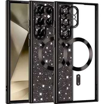 Pouzdro na mobilní telefon Techsuit Třpytivý MagSafe Samsung Galaxy S22 Ultra 5G Černý