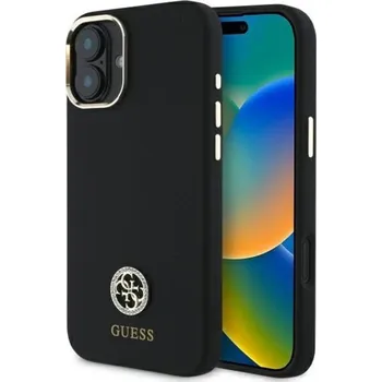 Pouzdro na mobilní telefon Guess Silicone Logo Strass 4G pouzdro iPhone 16 černé
