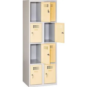 Šatní skříň Šatní skříně boxové, 8 boxů, cylindrický zámek, svařované, oddíl 300 mm Jméno: Šatní skříň boxová, 8 boxů, šedá/béžová