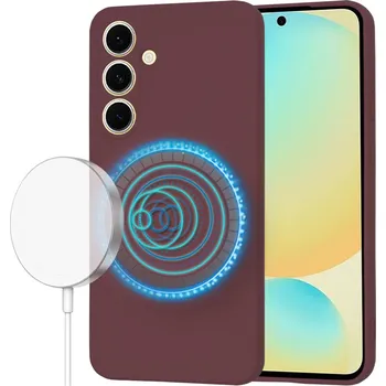 Pouzdro na mobilní telefon Techsuit SoftFlex MagSafe pro Samsung Galaxy S24 FE švestkově červená