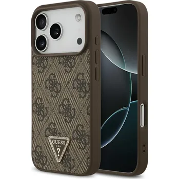Pouzdro na mobilní telefon Guess Leather 4G Triangle Strass MagSafe iPhone 17 Pro Hnědá