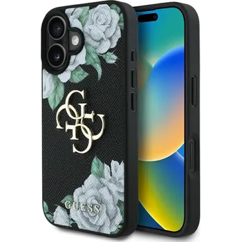 Telefonní příslušenství Guess Hardcase 4G Grained Roses Big Logo pro iPhone 16 černá