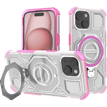 Pouzdro na mobilní telefon Techsuit Carbon Shield PRO iPhone 15 růžový průhledný