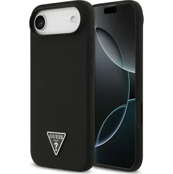 Pouzdro na mobilní telefon Guess Silicone Triangle Logo MagSafe iPhone 17 Air Černý