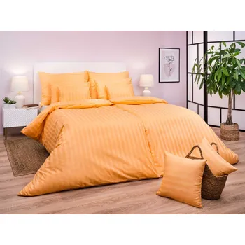 Povlečení DADKA VRACOV Povlečení atlas grádl meruňkový proužek 2,5 cm 140x200, 70x90 cm