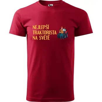 Pánské tričko Sablio Tričko s potiskem Nejlepší traktorista na světě - červené 2XL