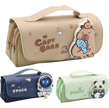 Penál Junior Pouzdro na pera 2-zipové s klopou a rukojetí, prázdné - (mix 3 designů)