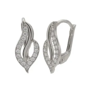 Náušnice Zlaté náušnice se zirkony z bílého zlata na patent