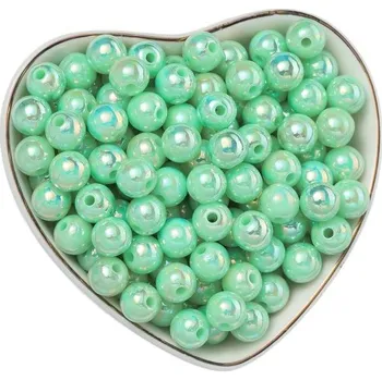100 kusů 8 mm akrylové korálky Kulatý tvar Akryl Vhodné na náramky náušnice náhrdelníky Tvoření dekorací Výroba šperků Korálkování zelená