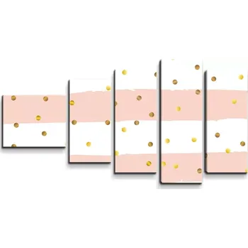Obraz Sablio Obraz - 5-dílný Pruhy a zlaté tečky - 100x60 cm