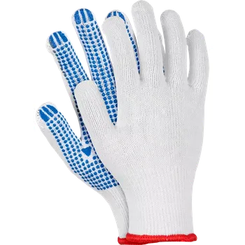 Pracovní rukavice Reis ROOT WN rukavice s PVC tečky white/blue 8-10