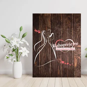 Plechová cedule Sablio Dárková cedulka Blahopřejeme novomanželům: 30x40 cm