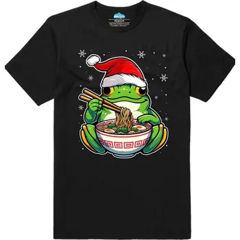 Pánské tričko Pánské tričko Vánoční Žába a Ramen (Velikost: S, Barva: Černá)