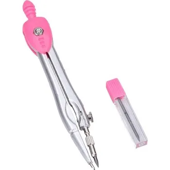 Set školních potřeb Kružítko kovové barevné s náhradními tuhami, růžová