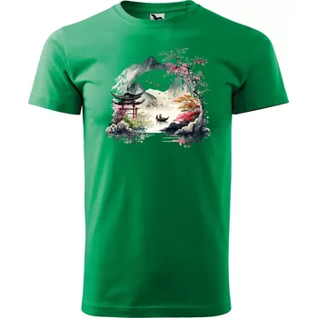 Pánské tričko Sablio Tričko s potiskem Japan - zelené XL