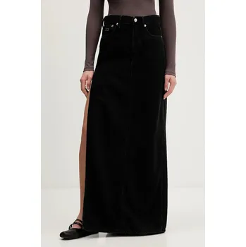 Dámská sukně Džínová sukně Tommy Jeans černá barva, maxi, DW0DW22119 99J, vel. 28