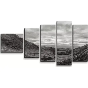 Obraz Sablio Obraz - 5-dílný Černobílé údolí - 100x60 cm