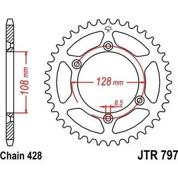 Řetězová sada pro motocykl Řetězová rozeta JT JTR 797-51 51 zubů, 428