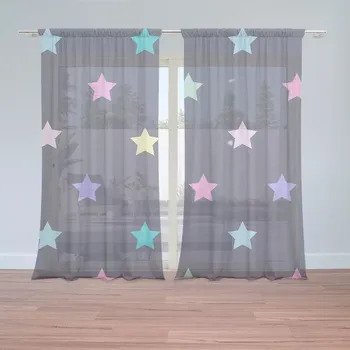 Záclona Sablio Záclony Hvězdy na modré: 2ks 150x250cm