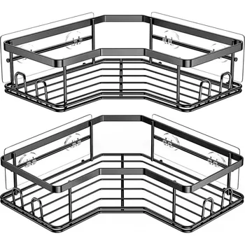 VERK GROUP Sada 2 rohových závěsných drátěných polic do koupelny – ideální pro sprchu