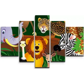 Obraz Sablio Obraz - 5-dílný Zvířátka - 125x90 cm