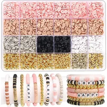 Kreativní sada hliněných korálků 24 přihrádek Barevné polymerové korálky na výrobu šperků Náramky náhrdelníky náušnice tvoření