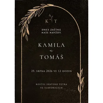 Svatební dekorace Svatební oznámení 351 – Zlatá elegance