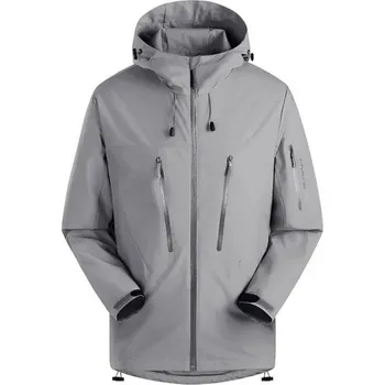 Pánská zimní bunda Větruodolné polyesterové provedení Zapínání na zip Praktické kapsy Teplá polyesterová podšívka Kapuce pro zimní ochranu šedá XXS
