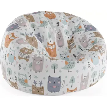 Sedací pytel Sablio Sedací vak Cocoon Animovaná lesní zvířátka - 115 x 75 x 45 cm