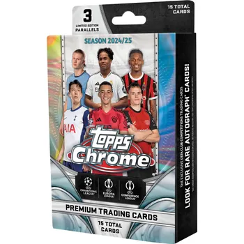 Karetní hra 2024/25 Topps Chrome UEFA Club Competitions Soccer Hanger Box