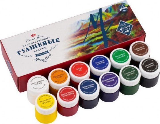 Kvašové mistrovské barvy Nevskaya Palitra St. Peterburg sada 12x40 ml