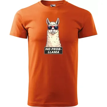 Pánské tričko Sablio Tričko s potiskem No prob-llama - oranžové L