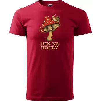 Pánské tričko Sablio Tričko s potiskem Den na houby - červené XL