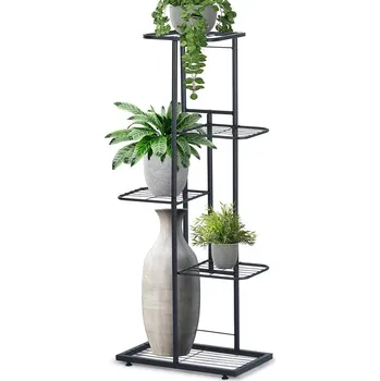 Stojan na květiny Kovový černý pětiúrovňový stojan na květiny 96 cm