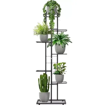Stojan na květiny Kovový černý květinový stojan 7úrovňový 138 cm