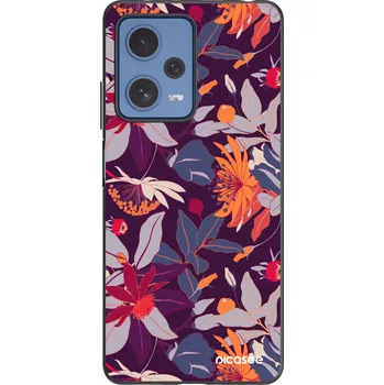 Pouzdro na mobilní telefon Picasee silikonový černý obal pro Xiaomi Redmi Note 12 Pro 5G - Purple Leaf