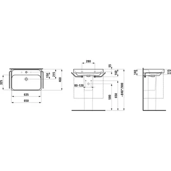 Umyvadlo LAUFEN MEDA - umyvadlo (H810114) Barva: Bílá, Provedení: bez otvoru pro baterii