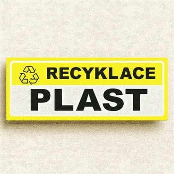 Venkovní odpadkový koš OZNAČENÍ TŘÍDĚNÉHO ODPADU - Plast Samolepka 290 x 100 mm tl. 0.1 mm - Kód: 14120