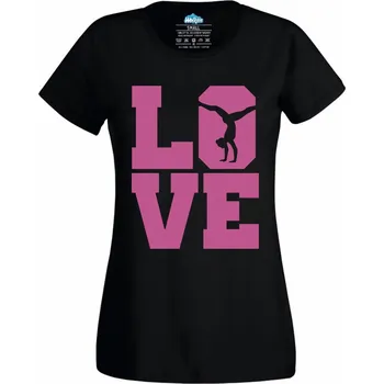 Dámské tričko Dámské tričko Láska ke Gymnastice LOVE (Velikost: 4XL, Barva: Černá)