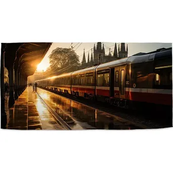 Osuška Sablio Ručník Vlak na nádraží při východu slunce - 30x50 cm