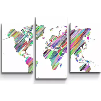 Obraz Sablio Obraz - 3-dílný Barevné světadíly - 75x50 cm