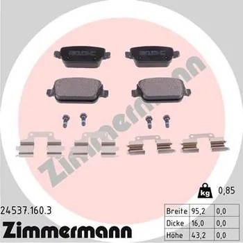 Brzdová destička Sada brzdových destiček, kotoučová brzda ZIMMERMANN 24537.160.3