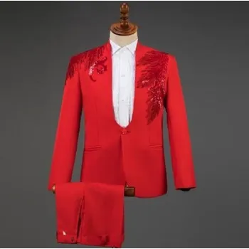 Pánský oblek Pánský oblek F350 červená S 5